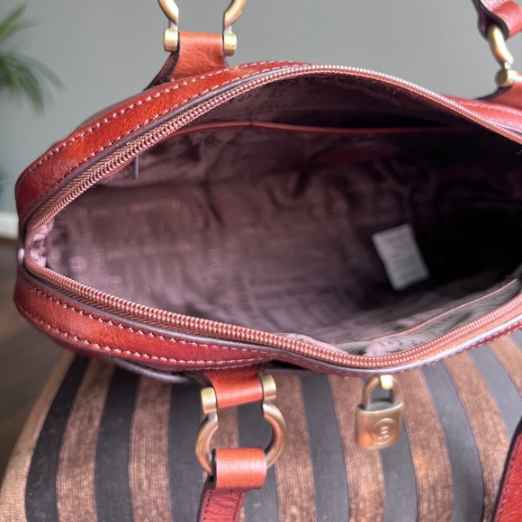 Etienne Aigner Rich Brown Leather Bag with Gold Hardware - Picture 7 of 9